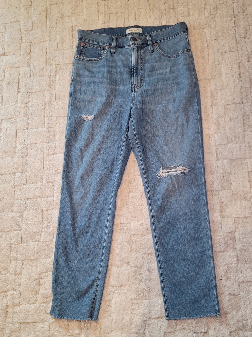 MADEWELL The Perfect Vintage Jean Distressed Raw Hem Light Blue Women's Size 29
